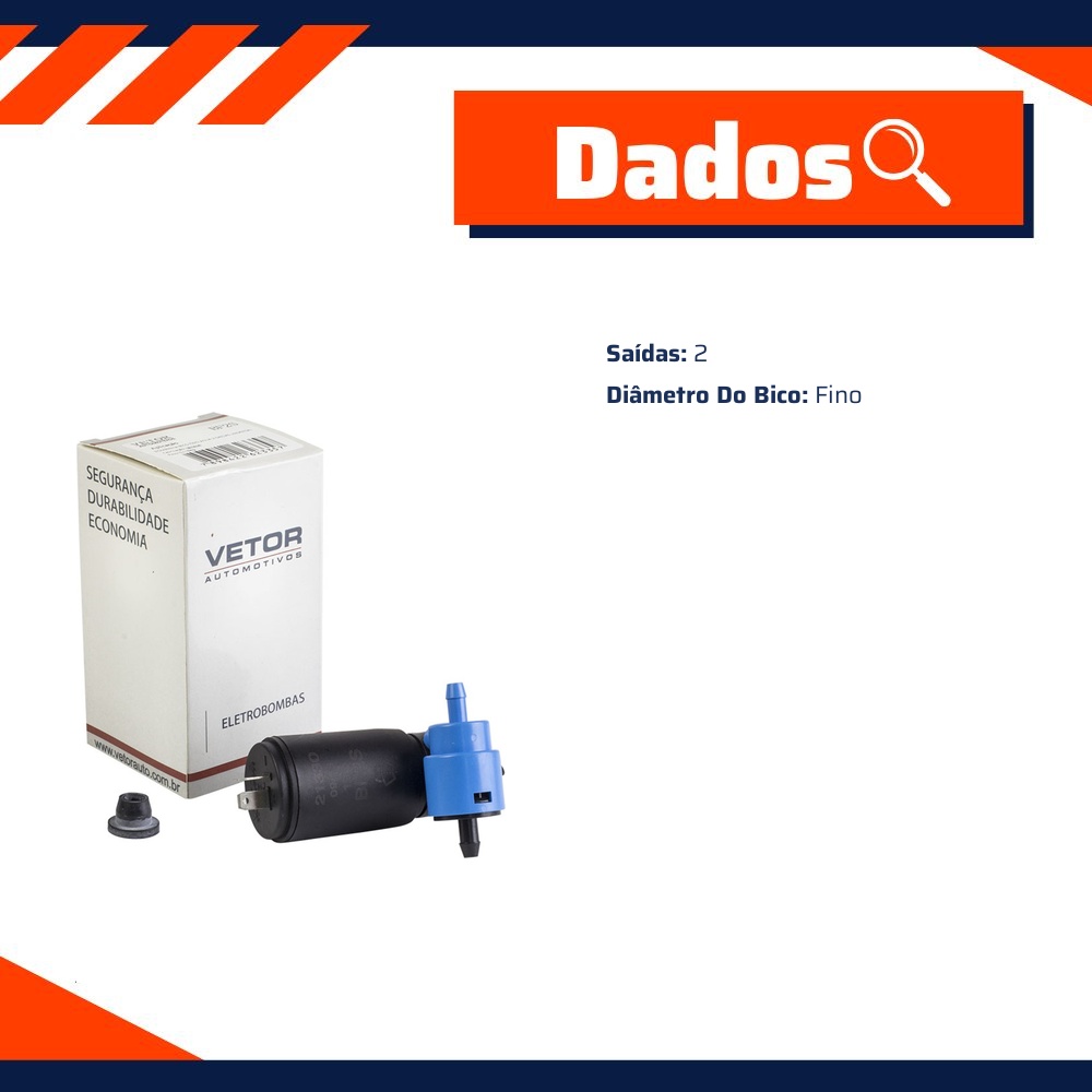 Bombinha Bico Fino de Água com 2 Saidas para Volkswagen Gol - Vetor - Bf2S