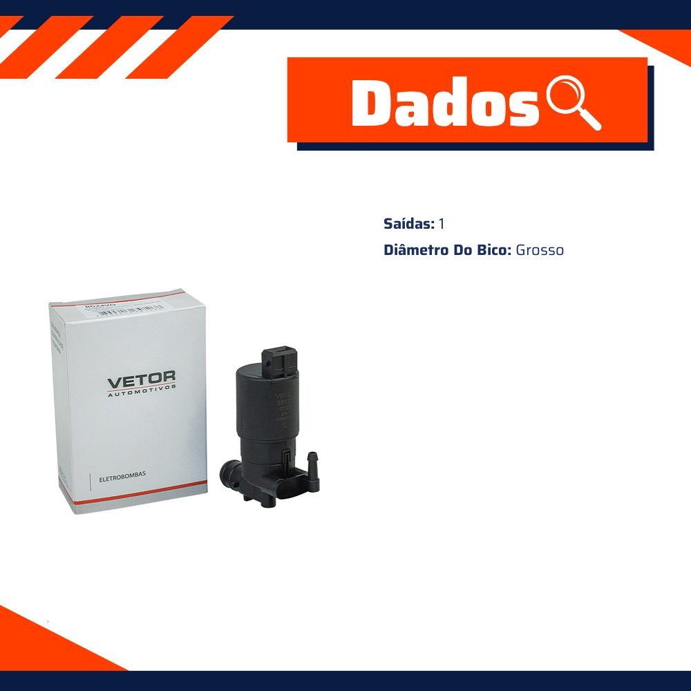 Bombinha Bico Grosso 1 Saida Água 24V para Volvo VM 310 - Vetor - Bg24Vo