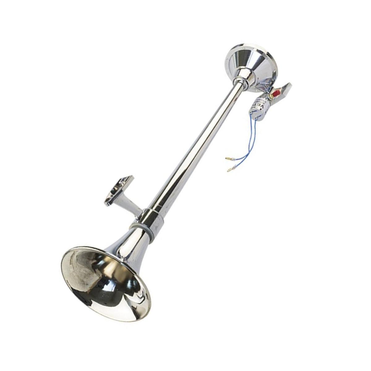 Buzina 1 Corneta Cromada 12V/24V 632mm - Vetor - Vt055