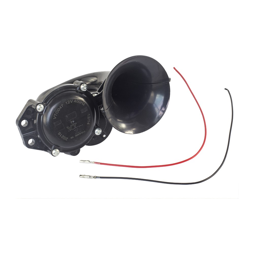 Buzina 1 Corneta Preta 12V - Vetor - Vt047