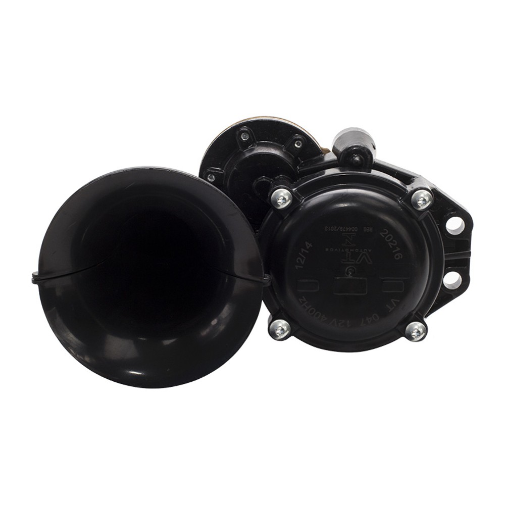 Buzina 1 Corneta Preta 12V - Vetor - Vt047