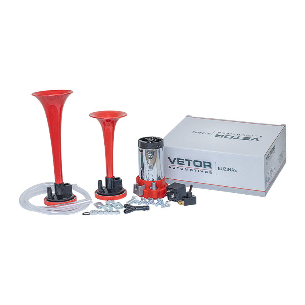 Buzina 2 Cornetas 12V - Vetor - Vt042