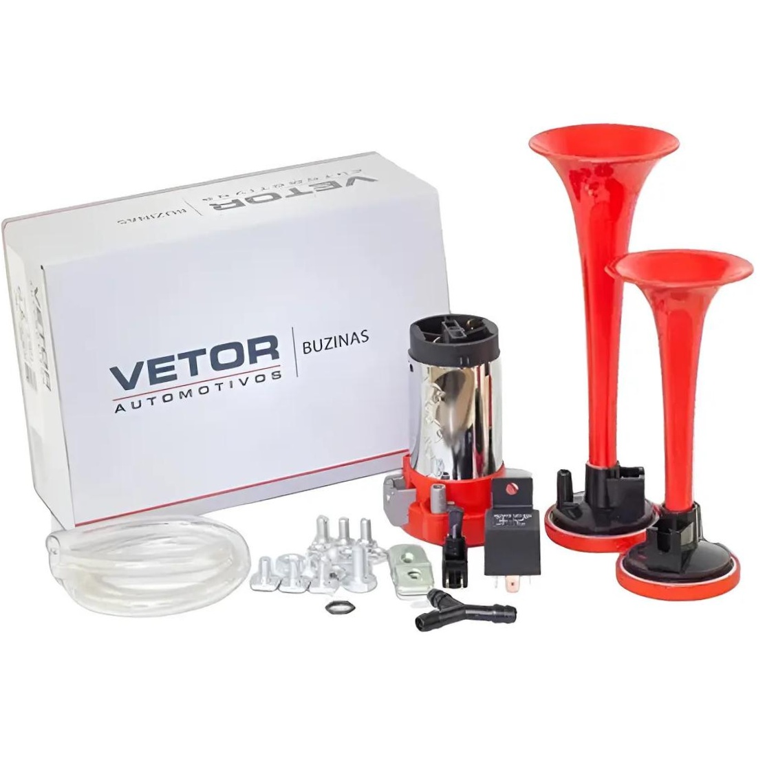 Buzina 2 Cornetas 12V - Vetor - Vt042