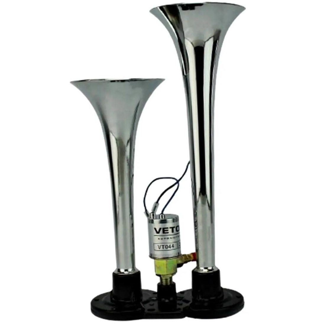Buzina 2 Cornetas Cromada 24V - Vetor - Vt044