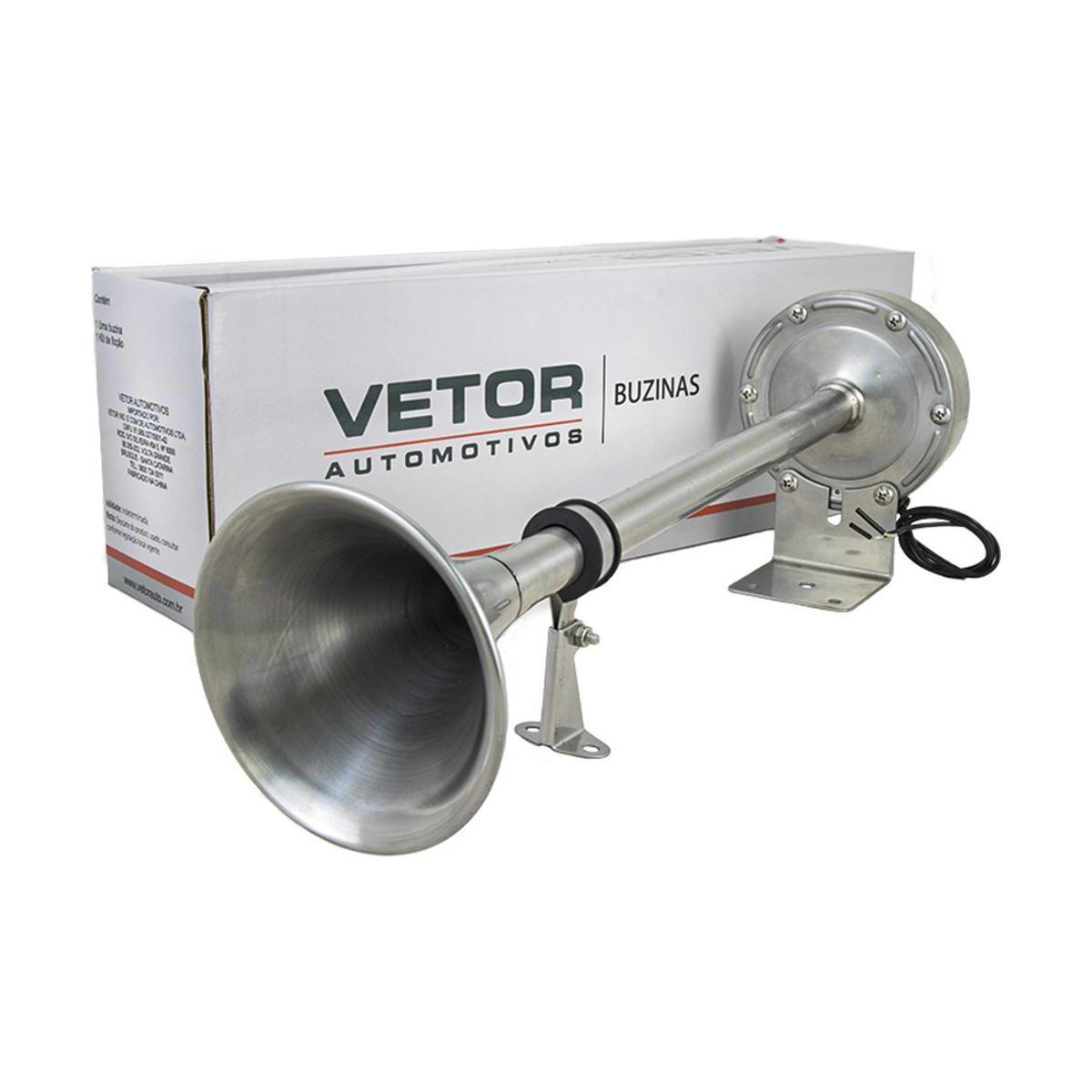 Buzina 1 Corneta Inox 12V - Vetor - Vt057
