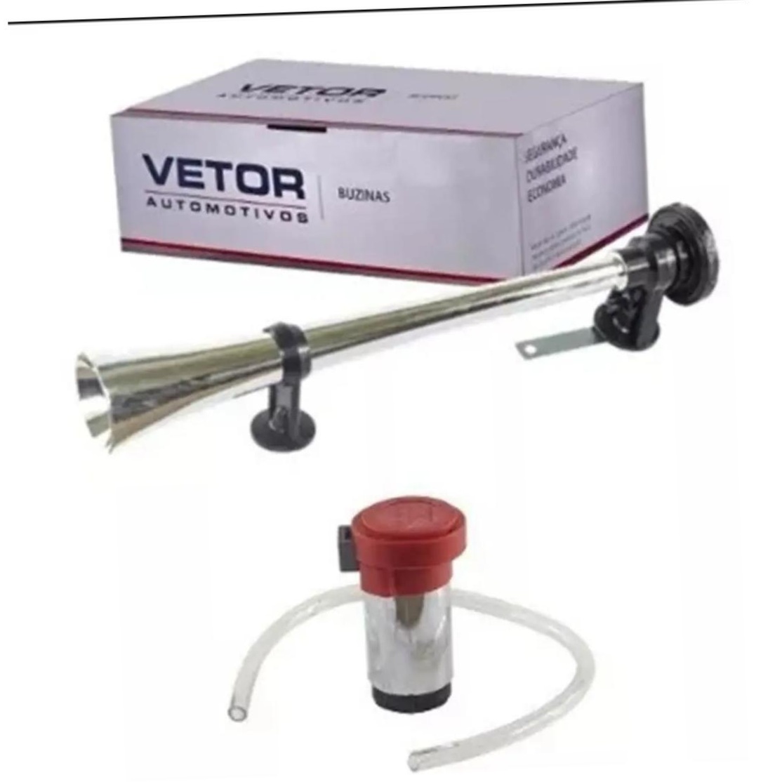 Buzina Grande para Carro Cromada 12V - Vetor - Vt301C