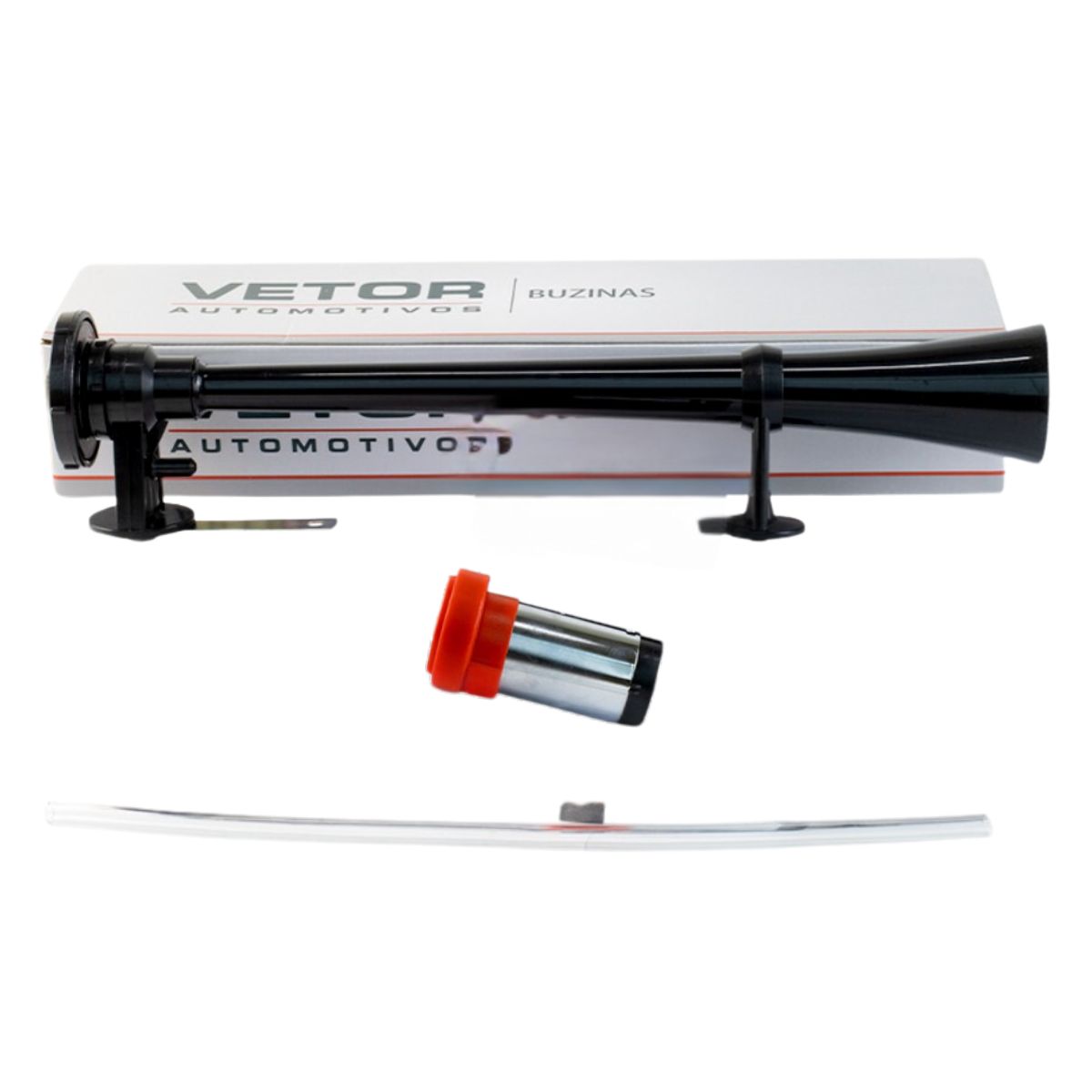 Buzina Grande para Carro Preta 12V - Vetor - Vt301P