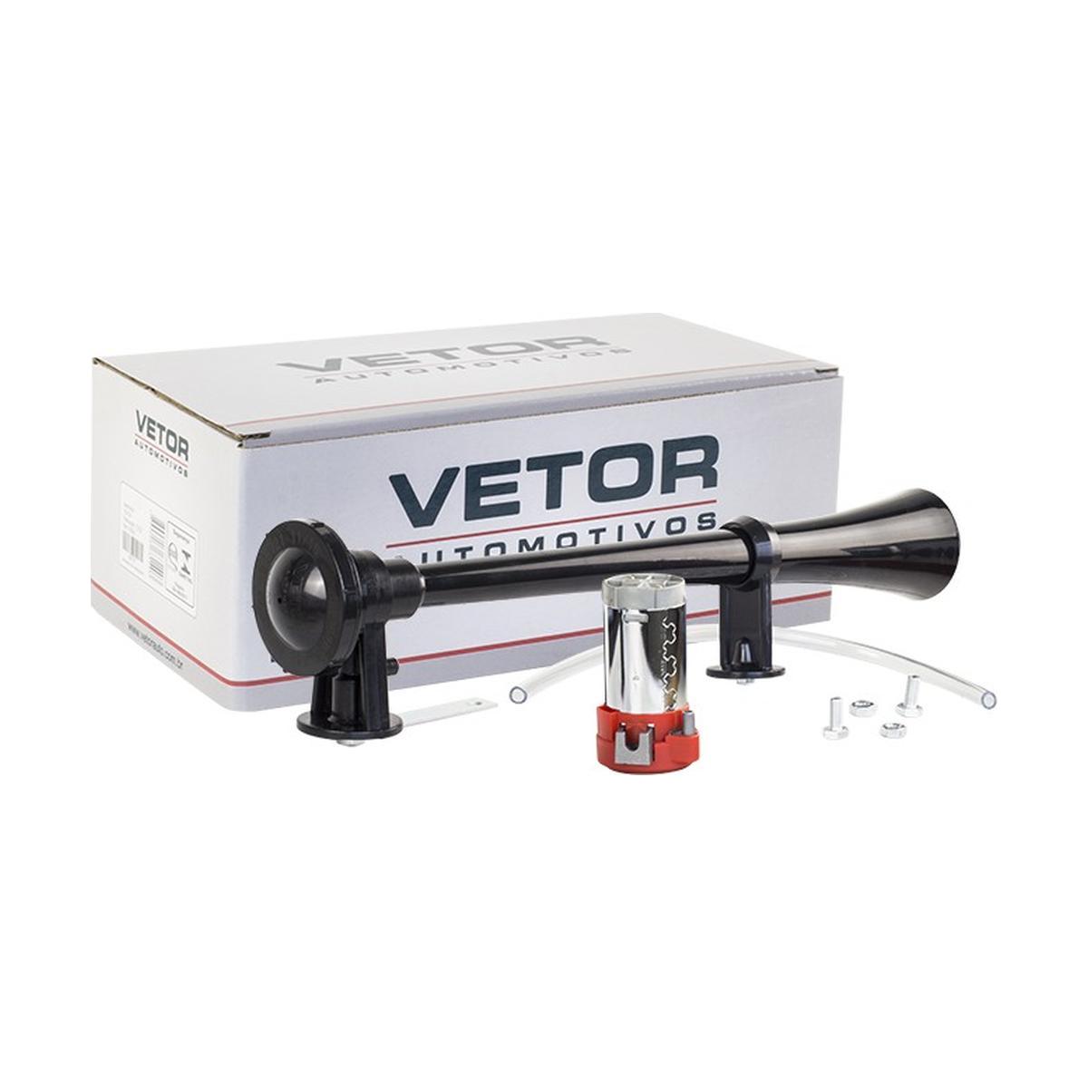 Buzina Grande para Carro Preta 24V - Vetor - Vt302P