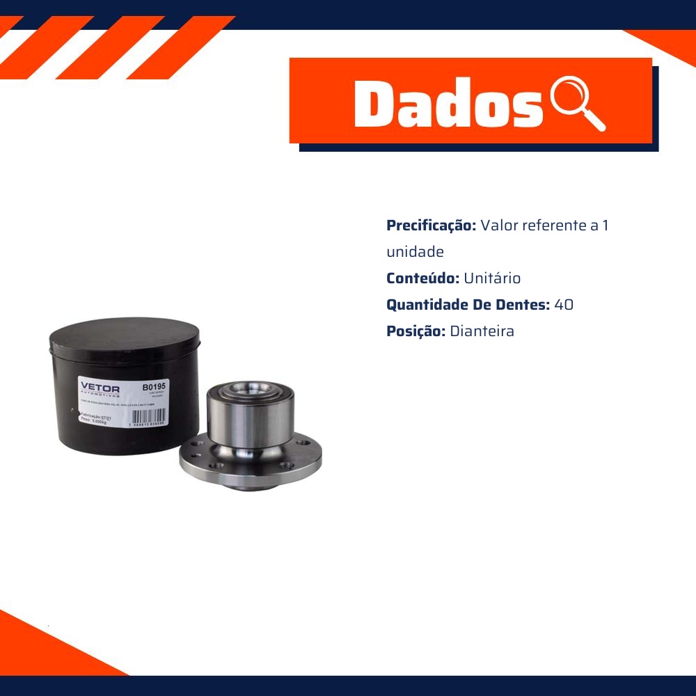 Cubo de Roda Dianteiro 40 Dentes - Vetor - B0195