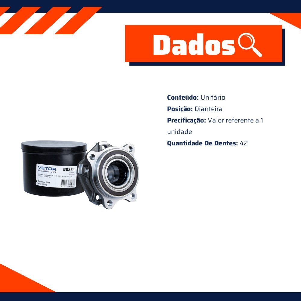 Cubo de Roda Dianteiro 42 Dentes - Vetor - B0234