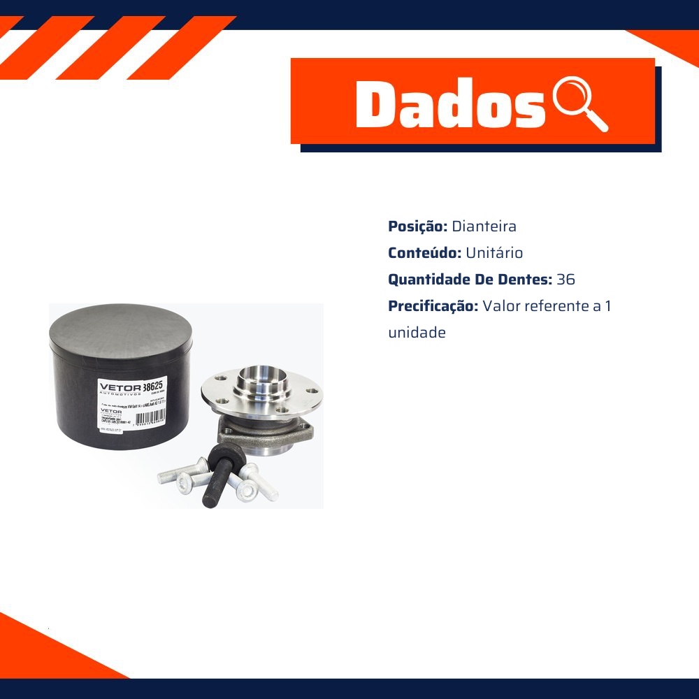 Cubo de Roda Dianteiro 36 Dentes - Vetor - B8625