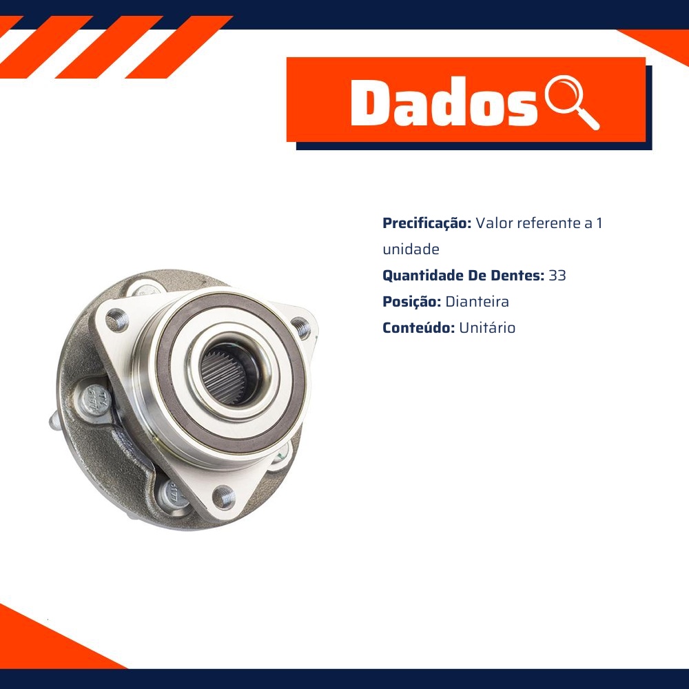 Cubo de Roda Dianteiro 33 Dentes para Chevrolet Cruze - Vetor - B0153