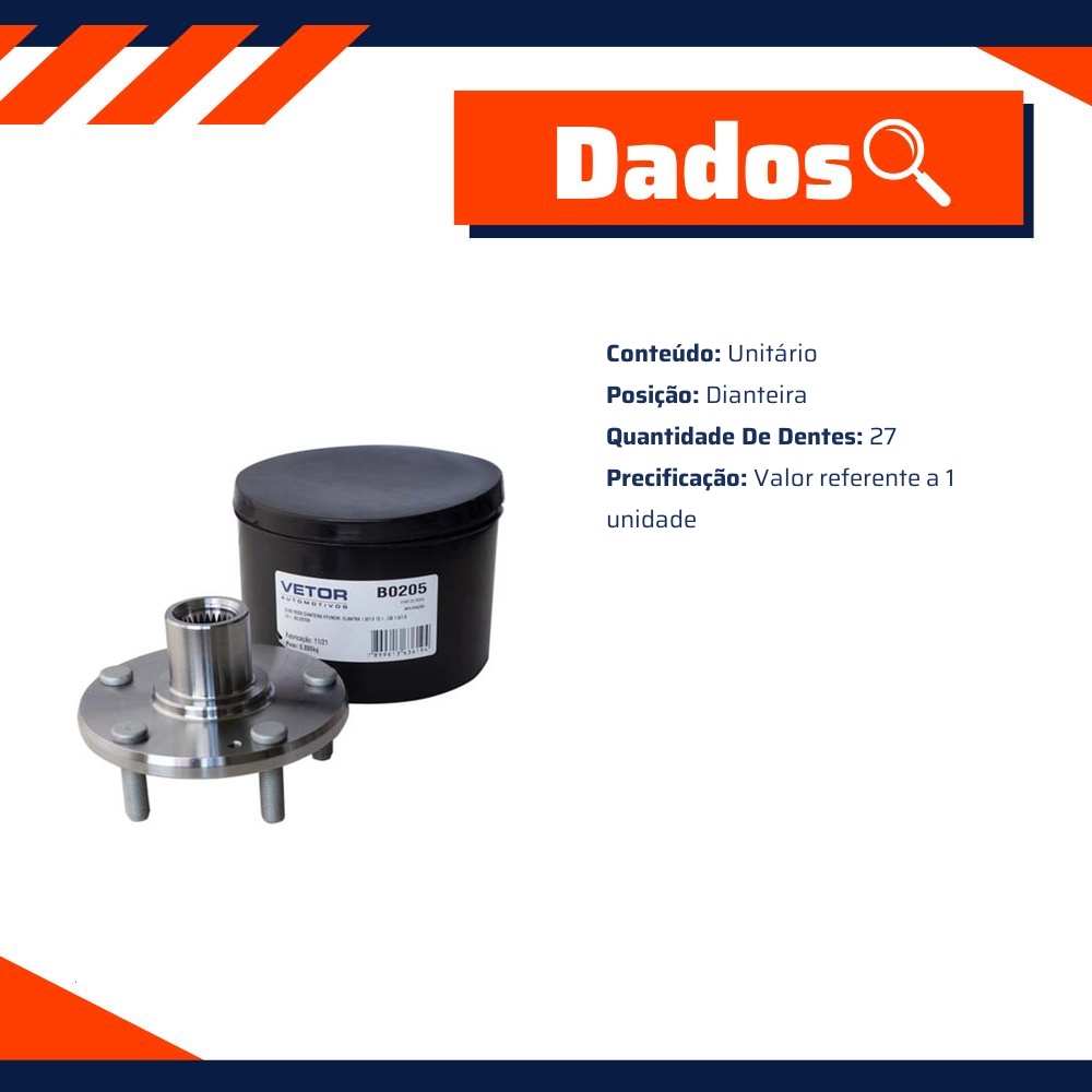 Cubo de Roda Dianteiro 27 Dentes - Vetor - B0205