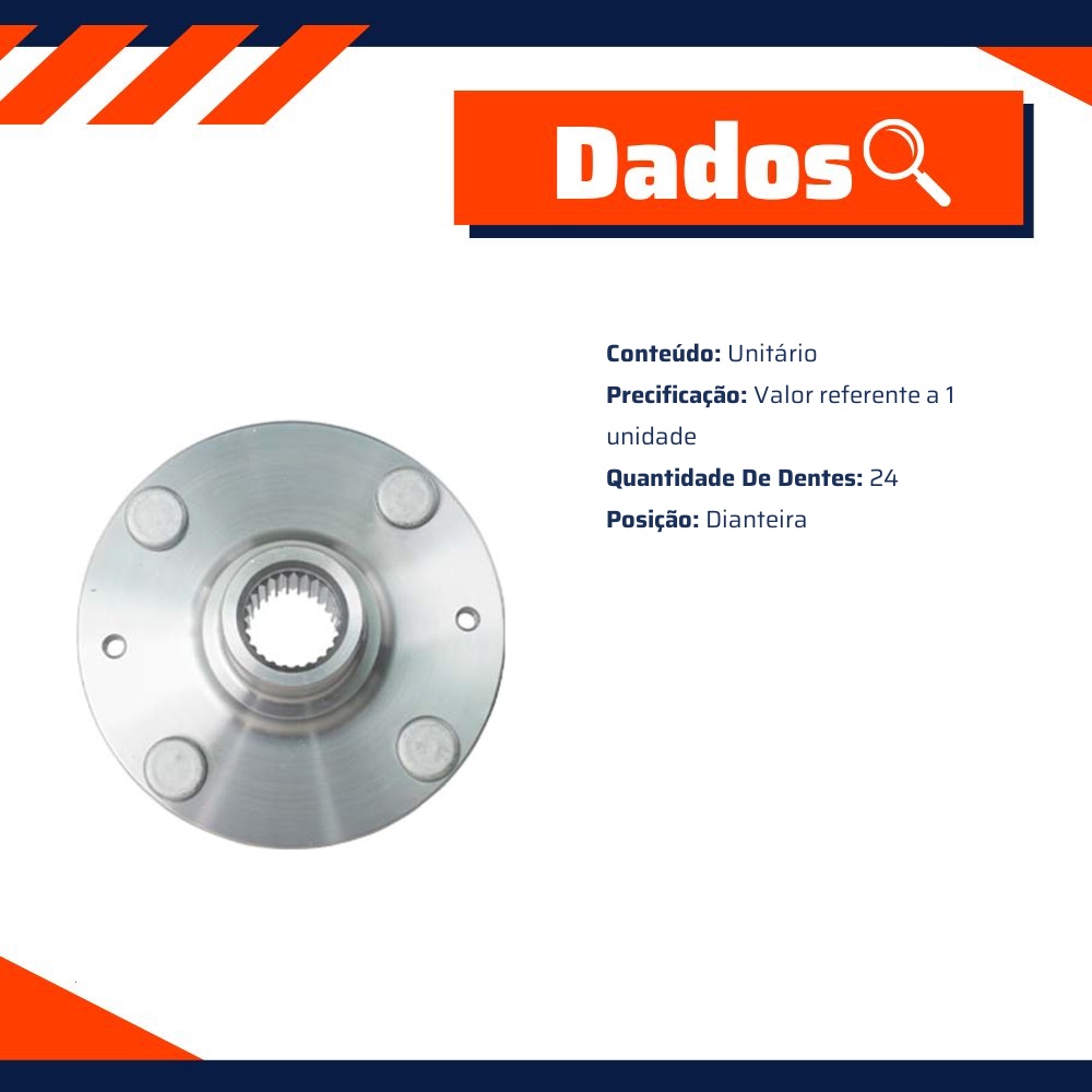 Cubo de Roda Dianteiro 24 Dentes para KIA Picanto - Vetor - B0209