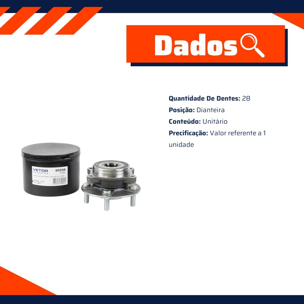 Cubo de Roda Dianteiro 28 Dentes - Vetor - B0259