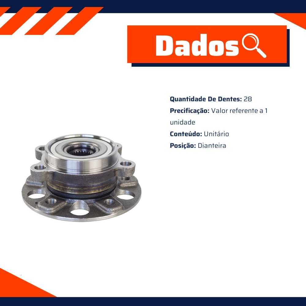 Cubo de Roda Dianteiro 28 Dentes para Ssangyong Korando - Vetor - B0060
