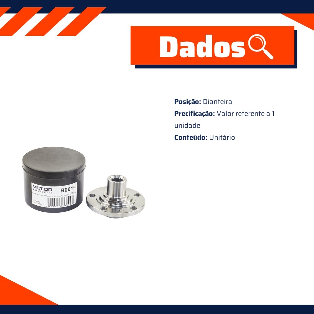 Cubo de Roda Dianteiro para Volkswagen CROSSFOX - Vetor - B0615