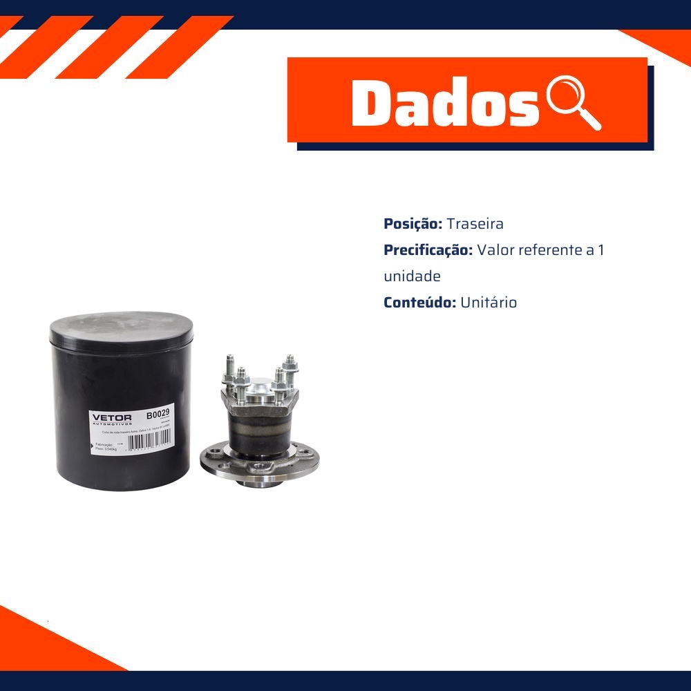 Cubo de Roda Traseiro - Vetor - B0029