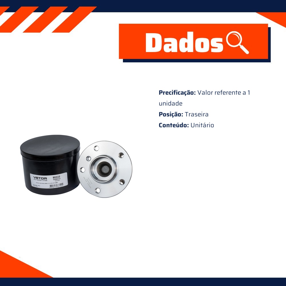 Cubo de Roda Traseiro para BMW X1 - Vetor - B0223