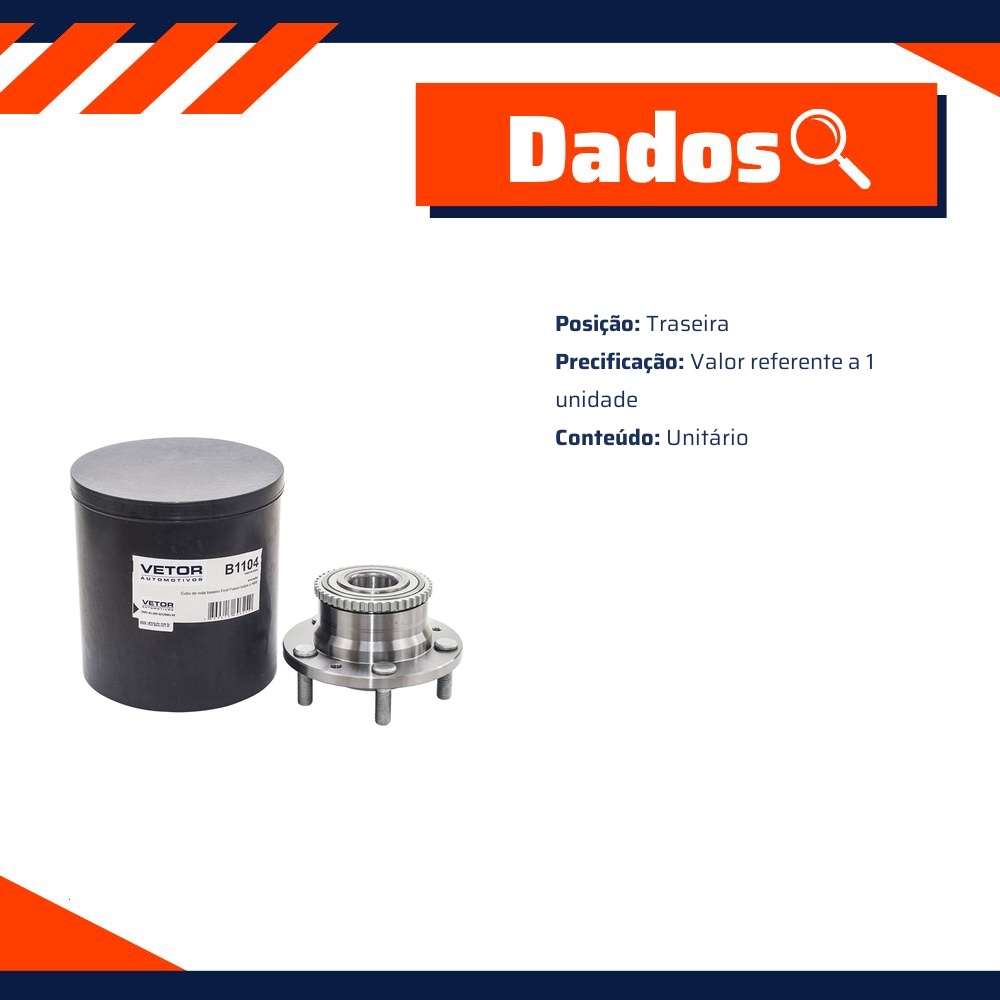 Cubo de Roda Traseiro para Ford Fusion - Vetor - B1104