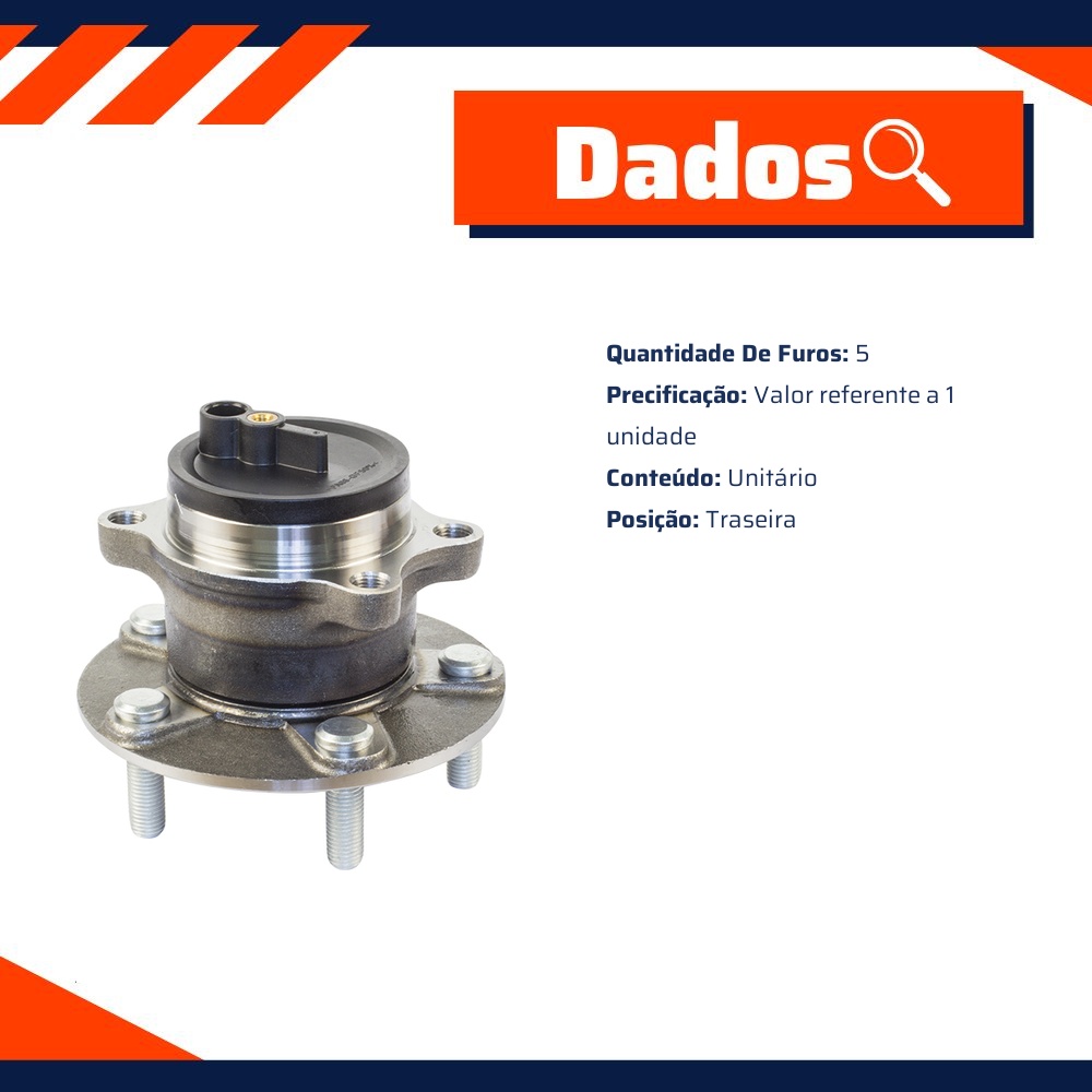 Cubo de Roda Traseiro 5 Furos para Mitsubishi ASX e Outlander - Vetor - B0137
