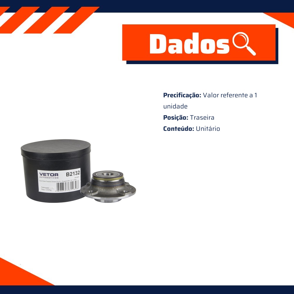 Cubo de Roda Traseiro - Vetor - B2132