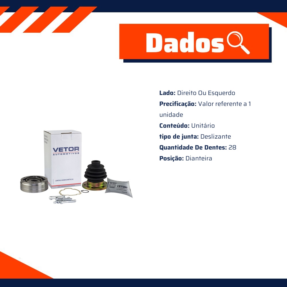 Junta Deslizante para Volkswagen Gol e Parati - Vetor - Vt5097