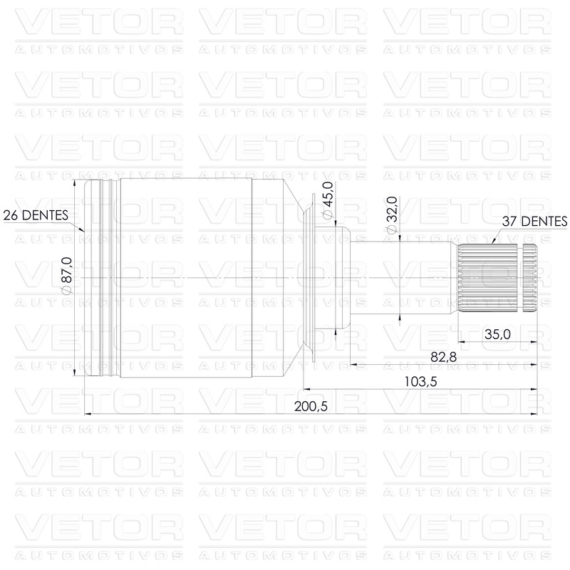 Junta Deslizante Direita para Câmbio Automático para Mercedes-Benz ML 320 - Vetor - Vt5597