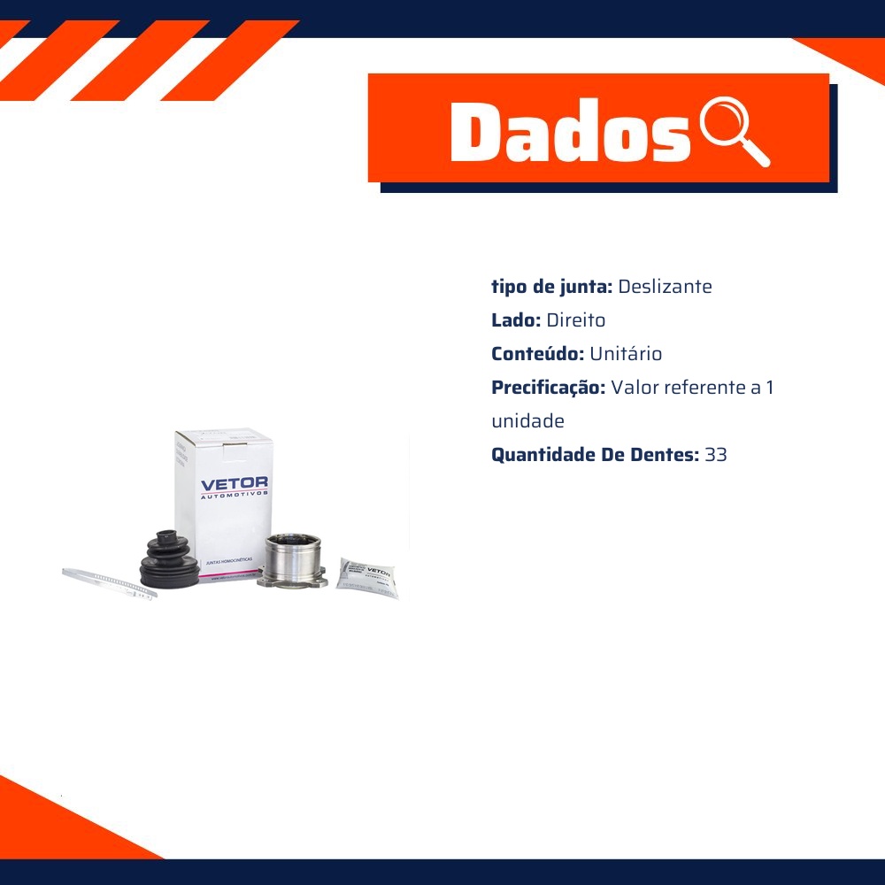 Junta Deslizante Direito para Mitsubishi L200 - Vetor - Vt5115