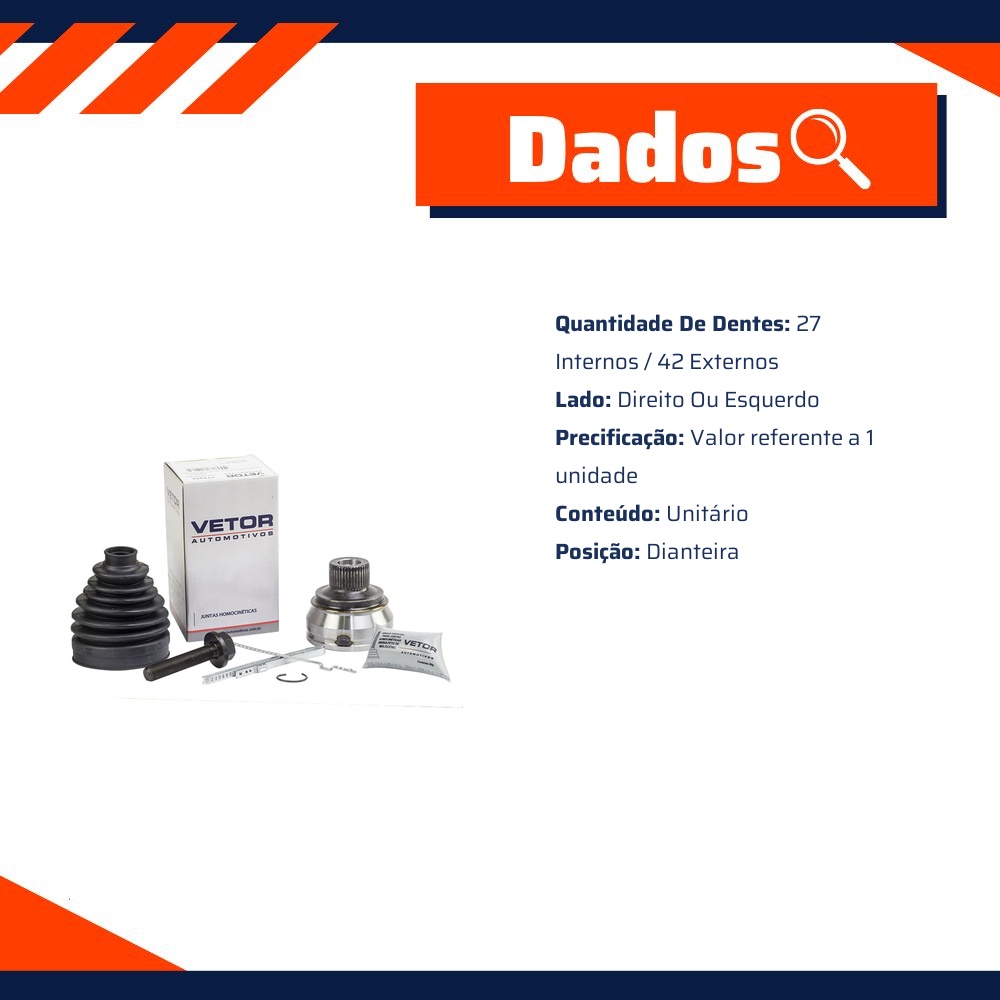 Junta Homocinética para AUDI A4 e A4 Avant - Vetor - Vt5252