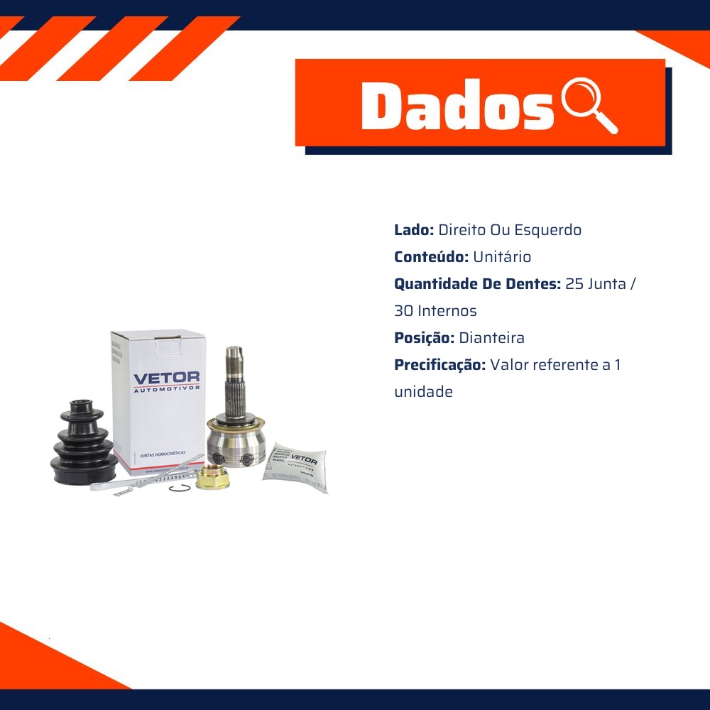 Junta Homocinética para Chevrolet Cobalt - Vetor - Vt5222
