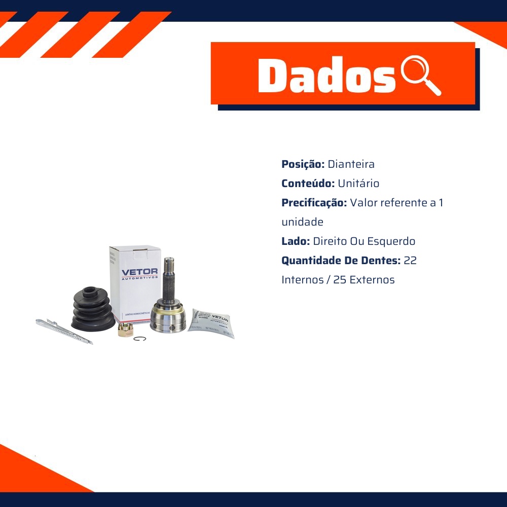 Junta Homocinética para Hyundai Accent e Excel - Vetor - Vt5181