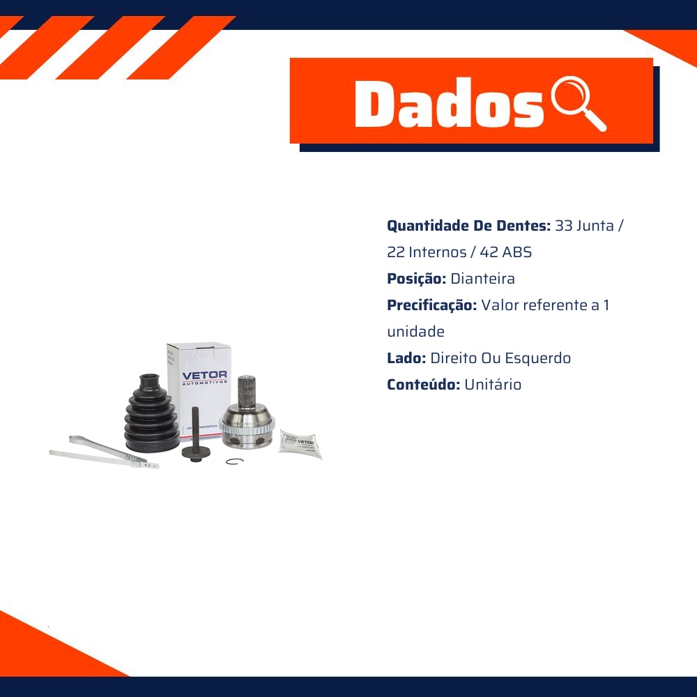 Junta Homocinética para Smart Fortwo e Fortwo Cabriolet - Vetor - Vt5528