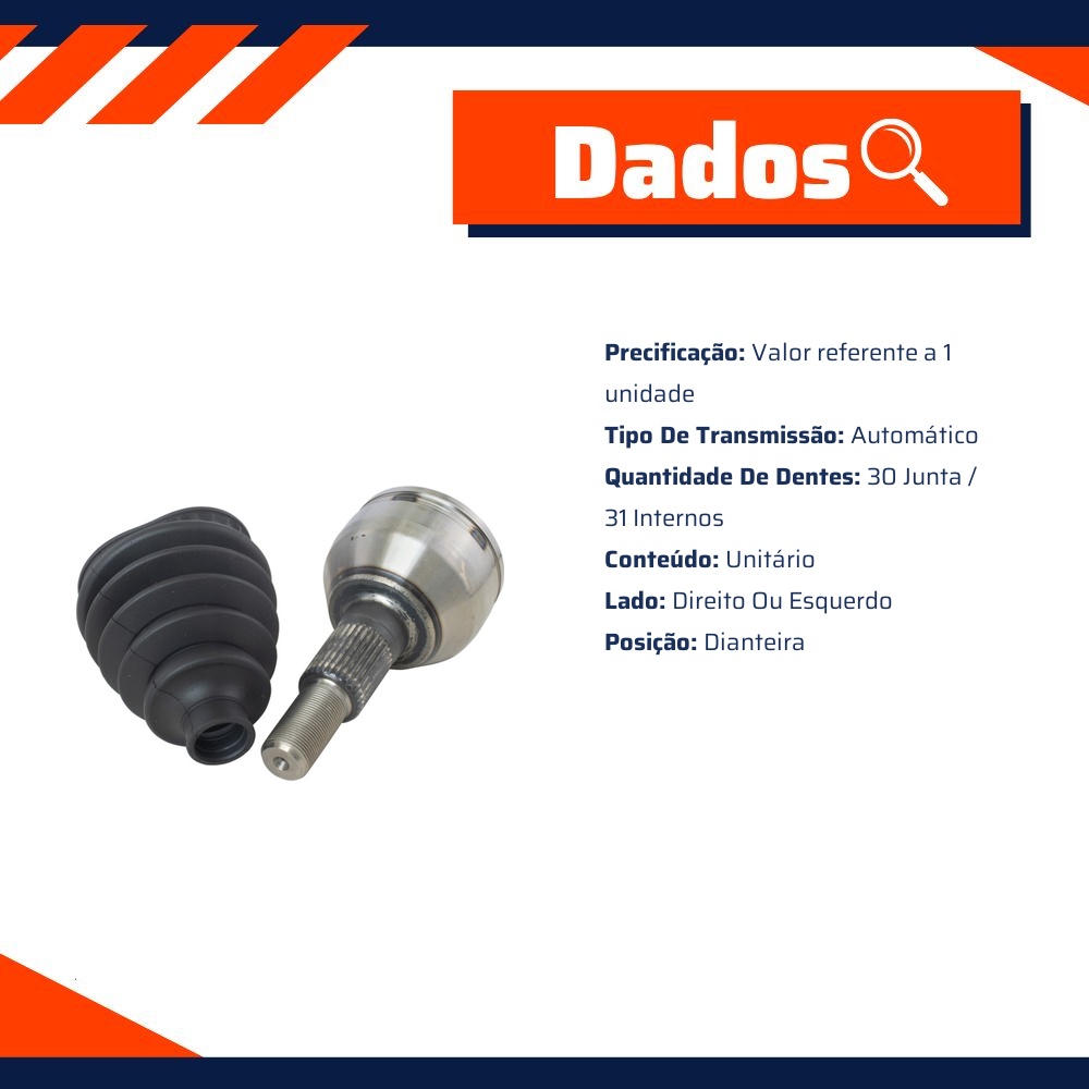 Junta Homocinética para Câmbio Automático para Chevrolet Malibu - Vetor - Vt5774