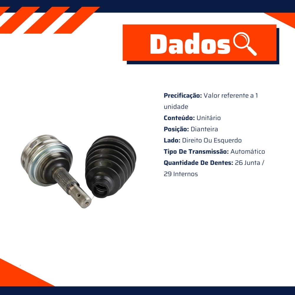 Junta Homocinética para Câmbio Automático para Toyota Corolla - Vetor - Vt5629