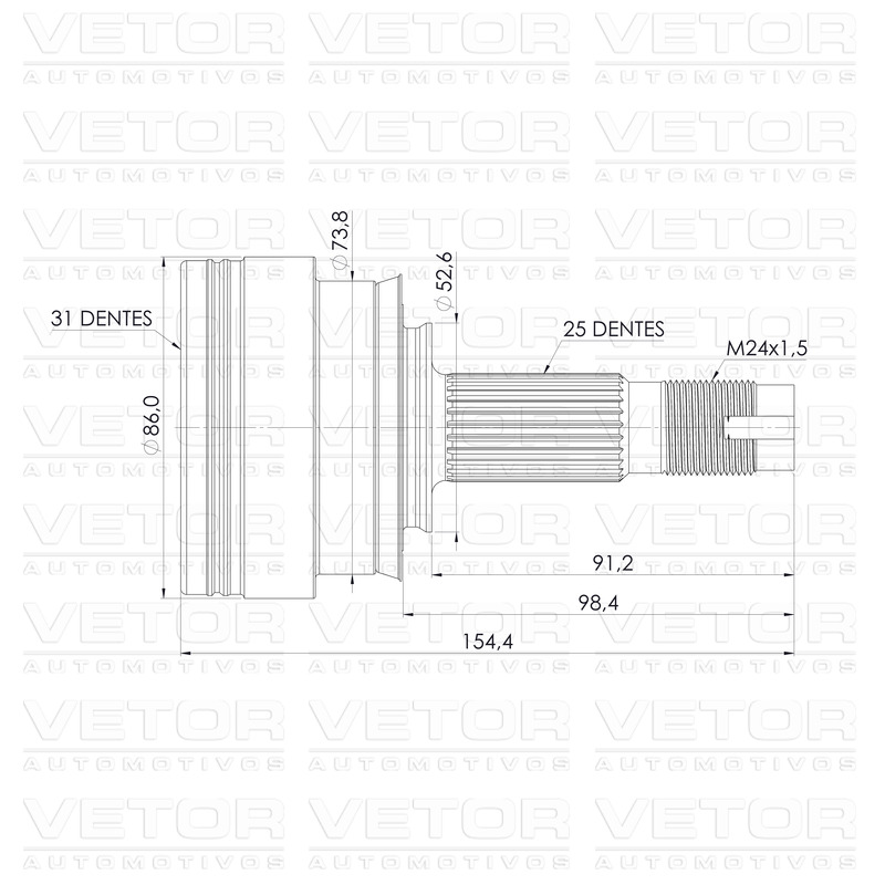 Junta Homocinética para Câmbio Manual para Chevrolet Sonic - Vetor - Vt5598