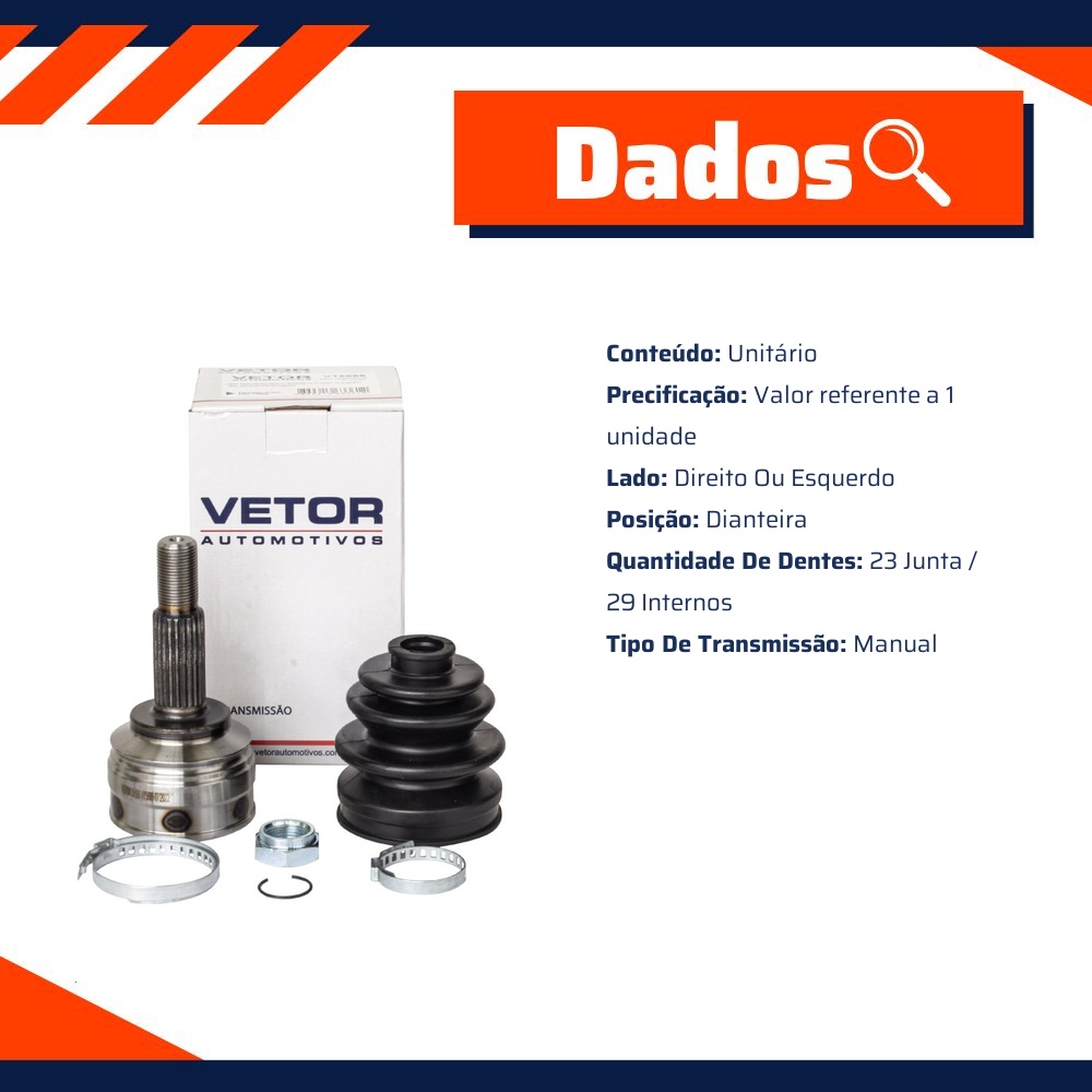 Junta Homocinética para Câmbio Manual para Renault Logan e Sandero - Vetor - Vt5666