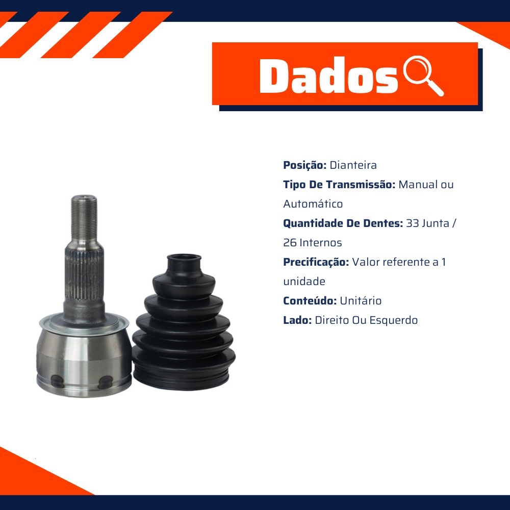 Junta Homocinética para Câmbio Manual ou Automatica para Chevrolet S10 e Trailblazer - Vetor - Vt5716