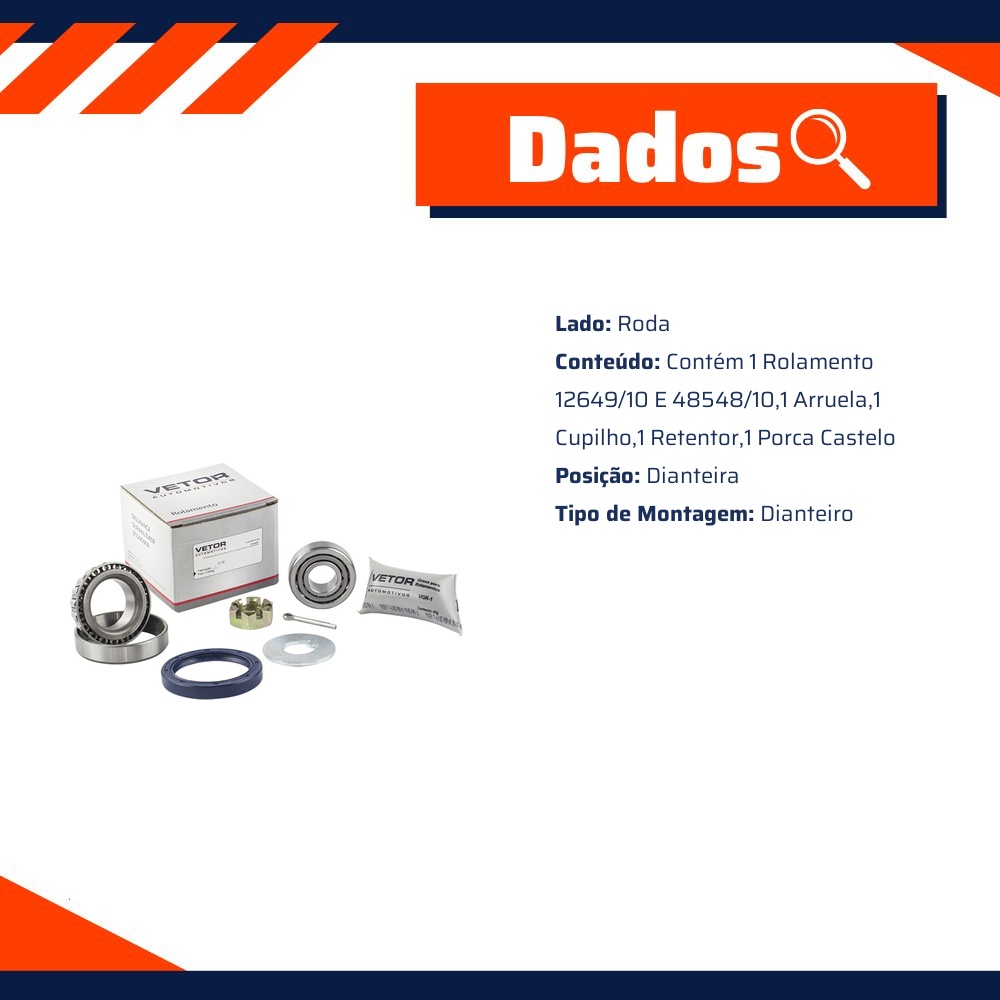 Kit Rolamento da Roda Dianteira - Vetor - Vk0028Dh