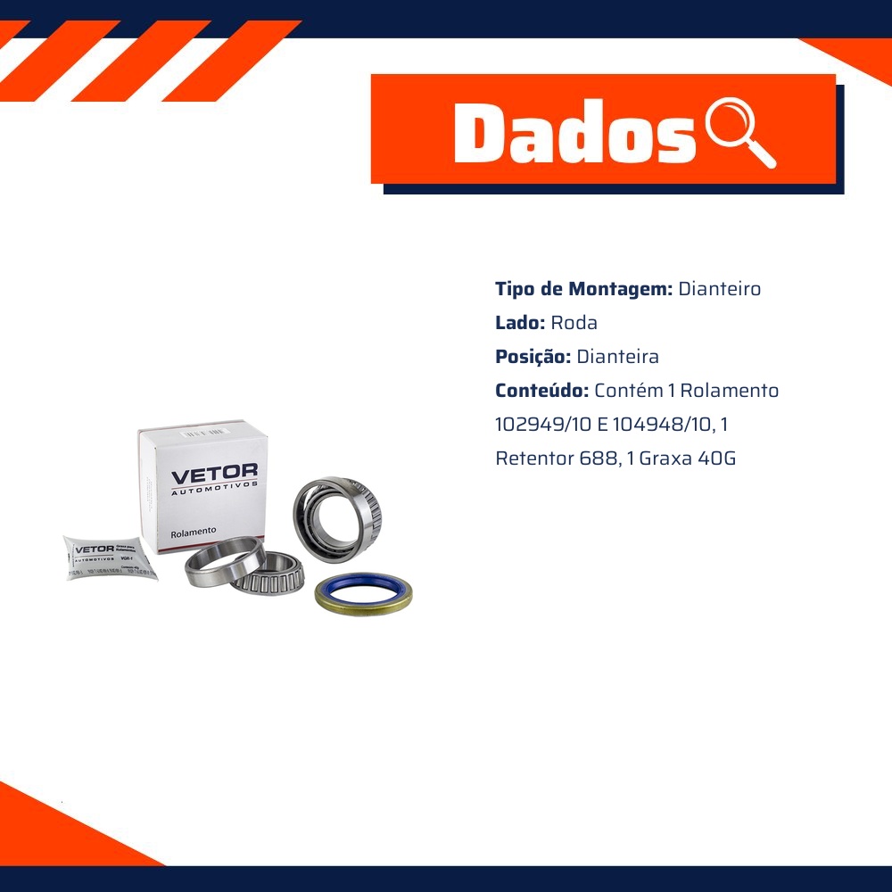 Kit de Rolamento da Roda Dianteira para Toyota Bandeirante - Vetor - Vk0018Dt