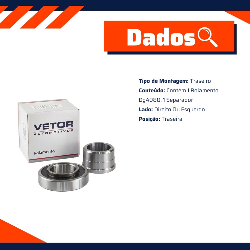 Kit de Rolamento da Roda Traseira Chevrolet Tracker e Suzuki Grand Vitara - Vetor - Vk0026Tg