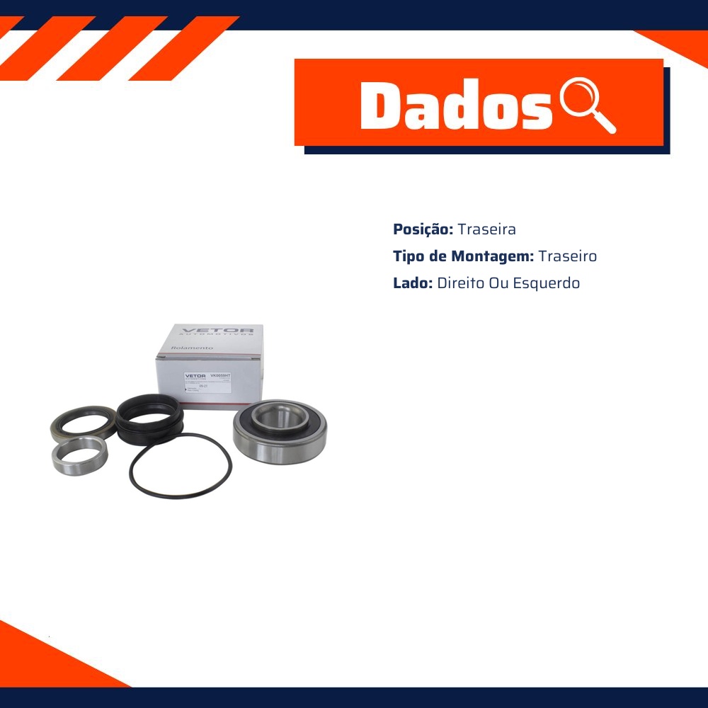 Kit de Rolamento da Roda Traseira para Toyota Hilux - Vetor - Vk0059Ht