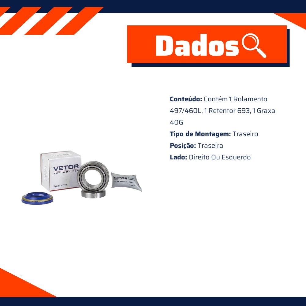 Kit de Rolamento da Roda Traseira para Ford Ranger - Vetor - Vk0014Tm