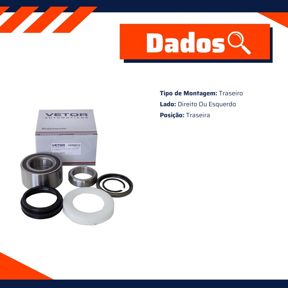 Kit de Rolamento da Roda Traseira para Toyota Hilux - Vetor - Vk0060Th