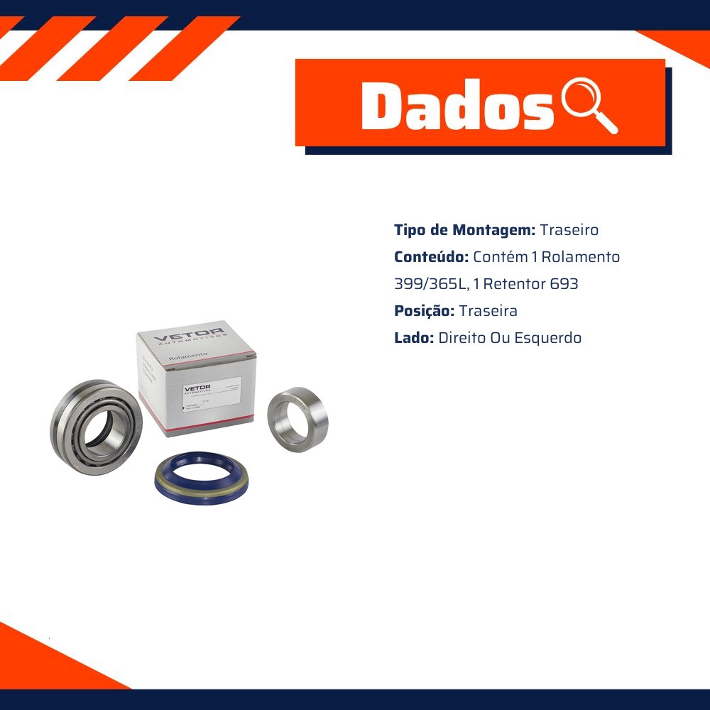 Kit de Rolamento da Roda Traseira para Ford F-1000 e Ranger - Vetor - Vk0019Tf