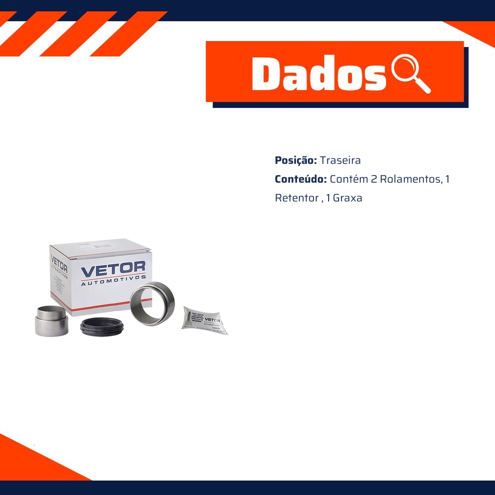Kit Rolamento Traseiro da Barra de Torção - Vetor - Vk0006Sr