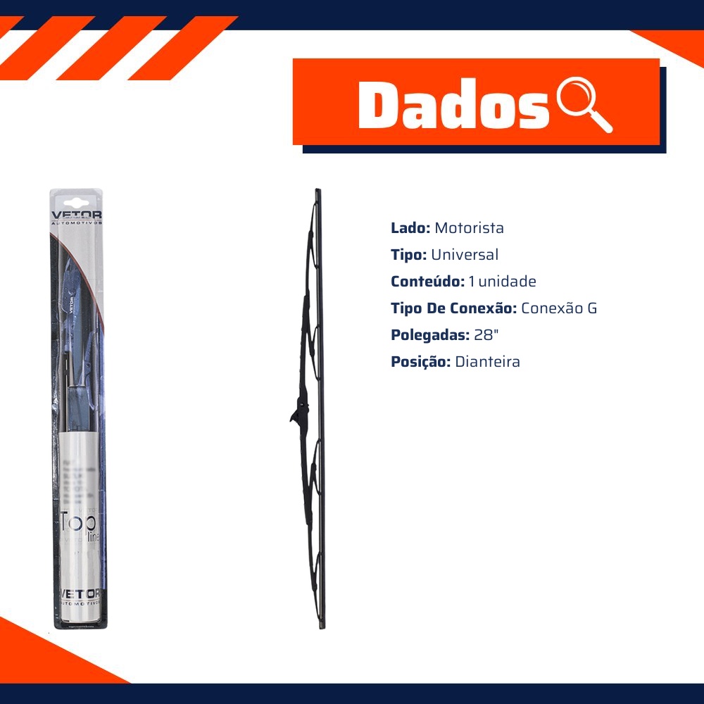 Palheta Dianteira 28" para Peugeot 307 e 307 SW - Vetor - Pvt28
