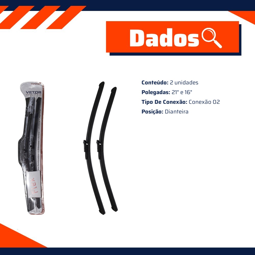Par Palheta Dianteira Flex para Ford Fiesta - Vetor - Pvf2116