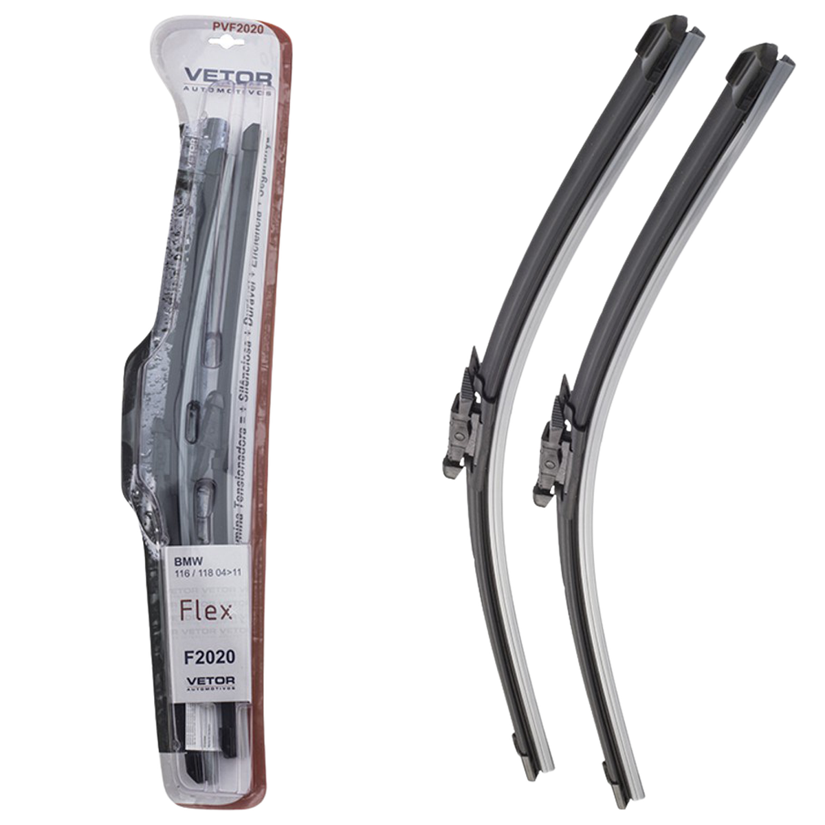 Par Palheta Flex Específica Dianteira 20" e 20" para BMW 118i - Vetor - Pvf2020