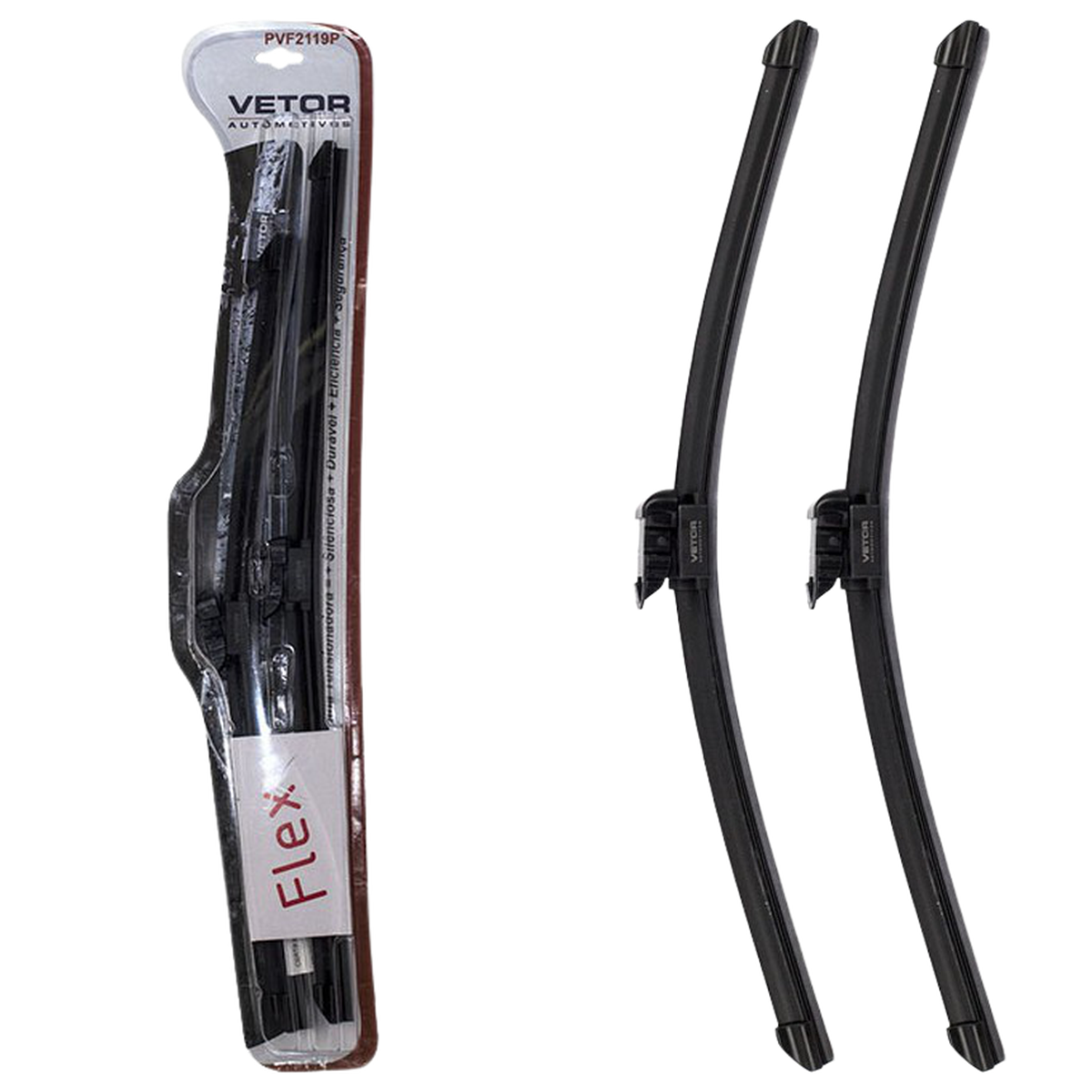 Par Palheta Flex Específica Dianteira 21" e 19" para Volkswagen Polo e Polo Sedan - Vetor - Pvf2119P